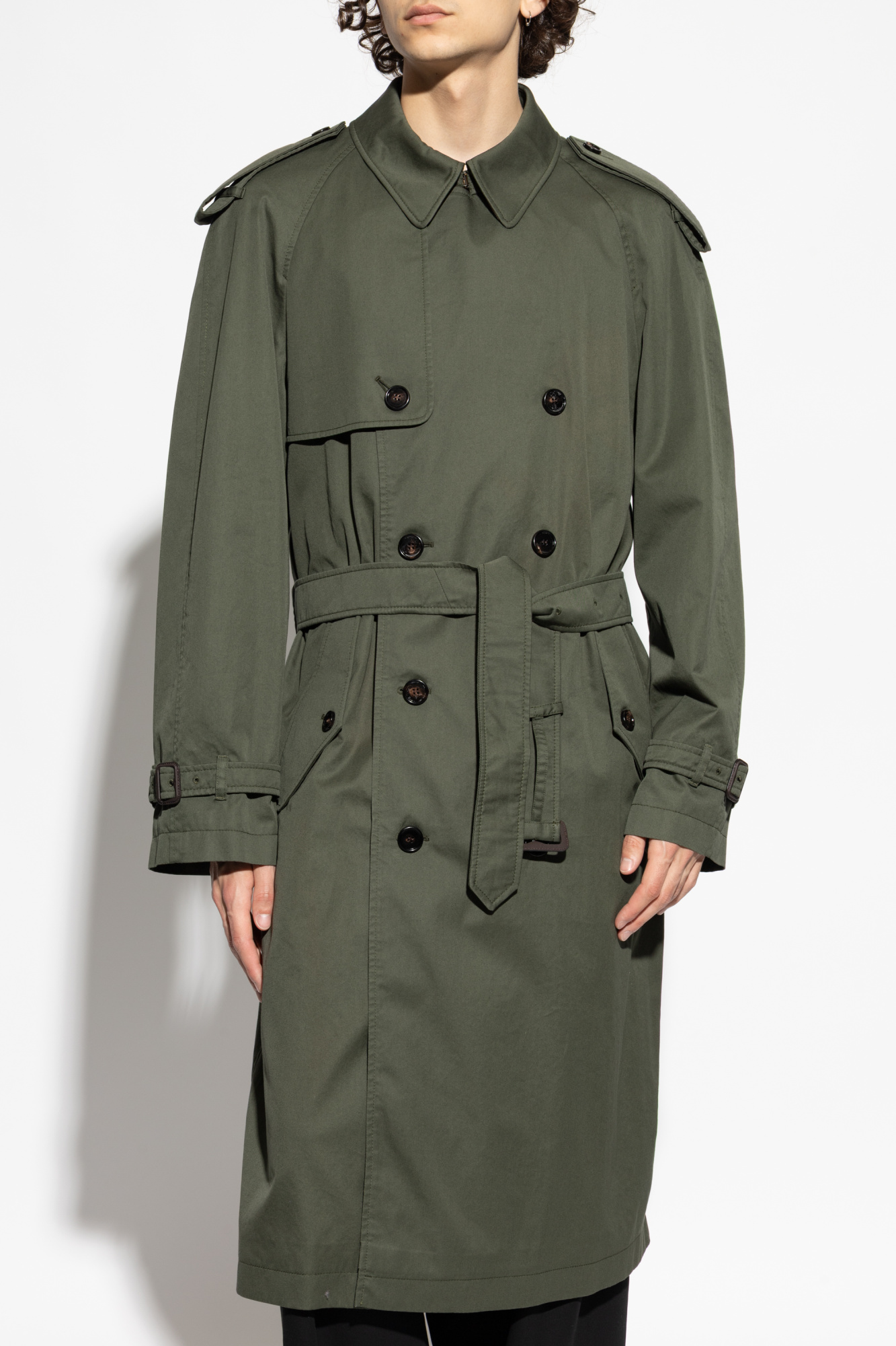 BURBERRY SAGE GREEN GABARDINE WATERLOO TRENCH COAT Green